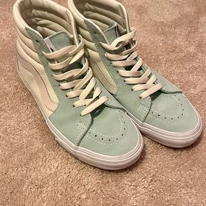 Vans Mint Green and Off-White Sk8-Hi High Top Shoe, Size 7.5 mens/9 womens